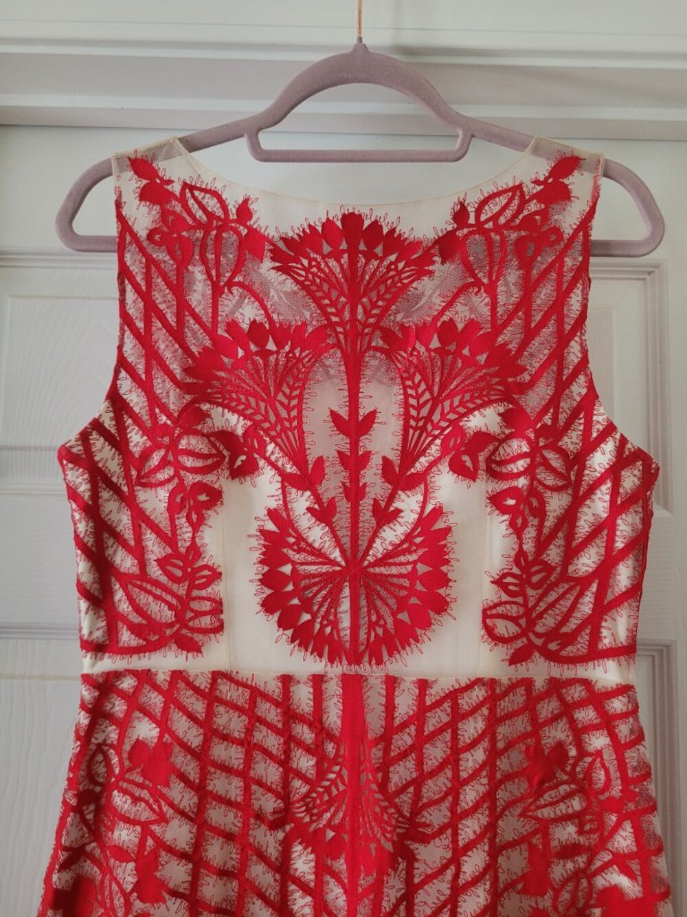 Anthropologie Geisha Designs Sugared Ruby Sheath Red & White Dress, Size 10 - Picture 10 of 16